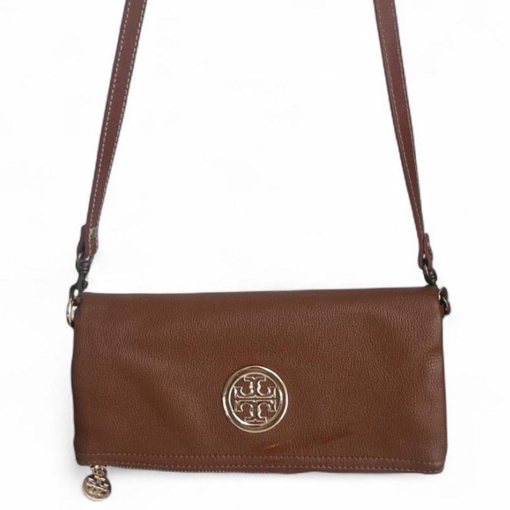 Tory Burch | Brown Leather Small Fold over Crossbody Bag